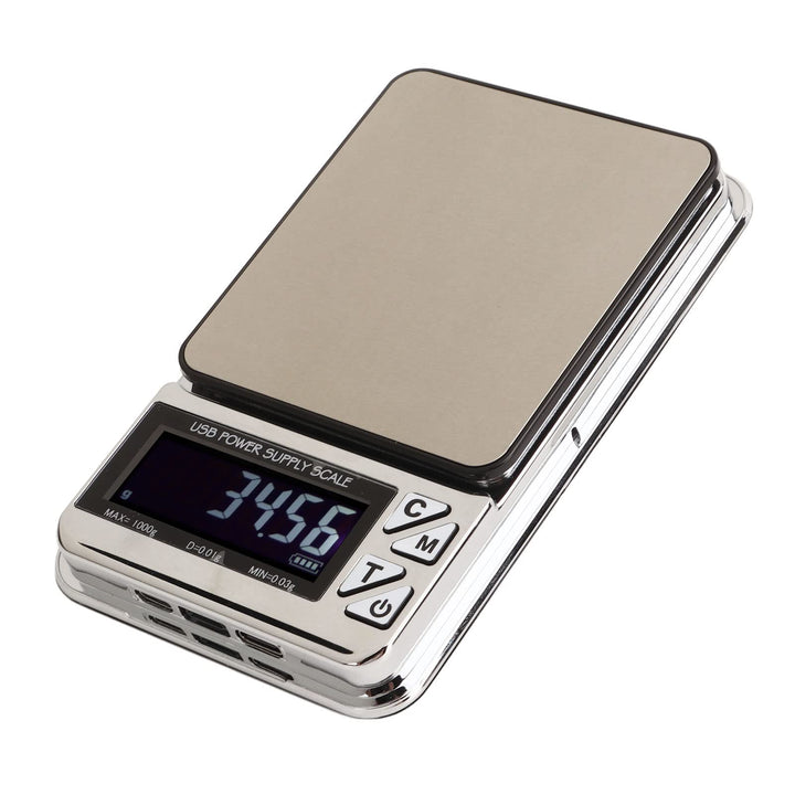 Digitale Küchenwaage, 1kg 0.01g Hochpräzise Taschen-Schmuckwaage, Mini tragbare USB wiederaufladbare