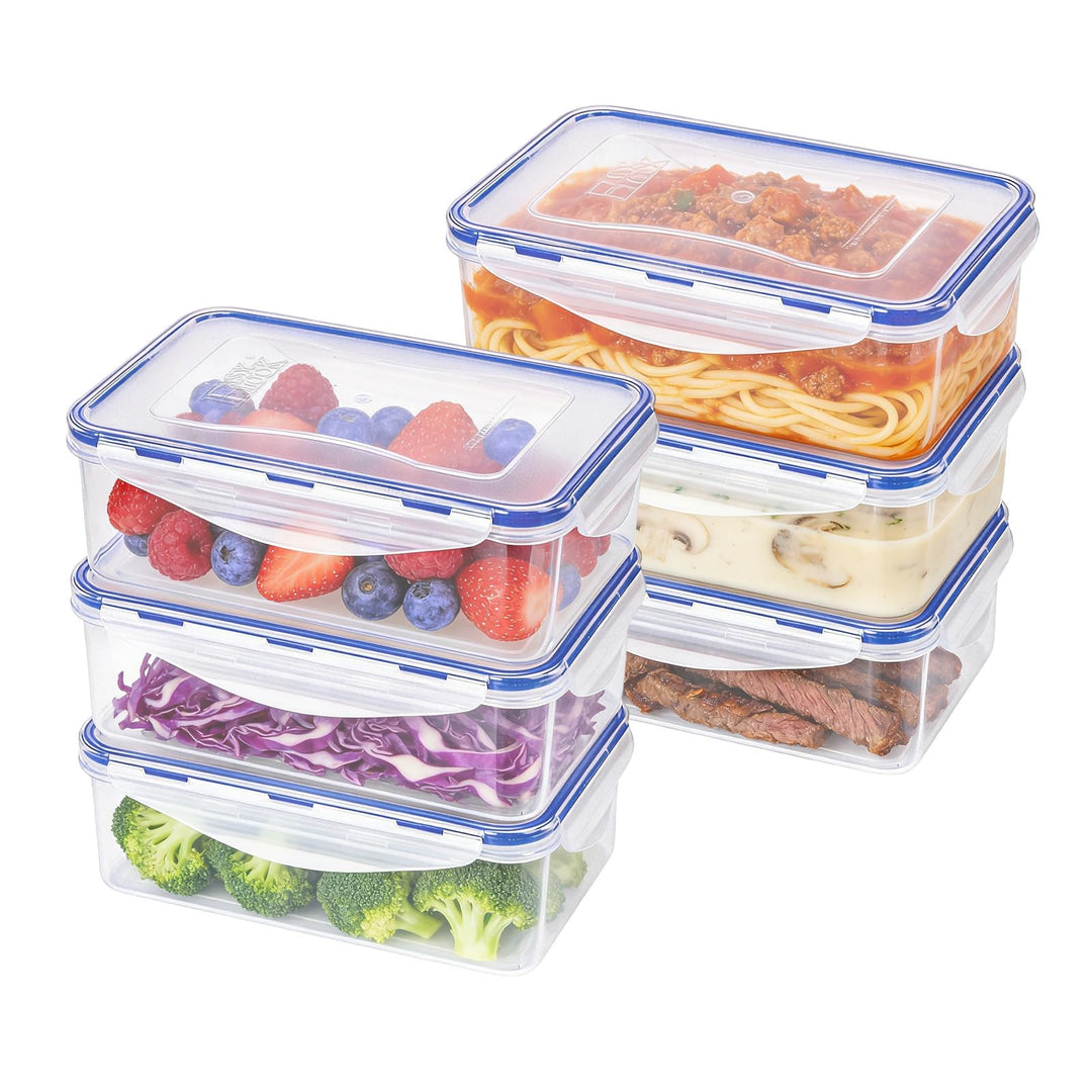 EASYLOCK 6PACK 1150ML Plastik Frischhaltedosen Set mit Deckel, Meal Prep Boxen, Aufbewahrungsbox Küc