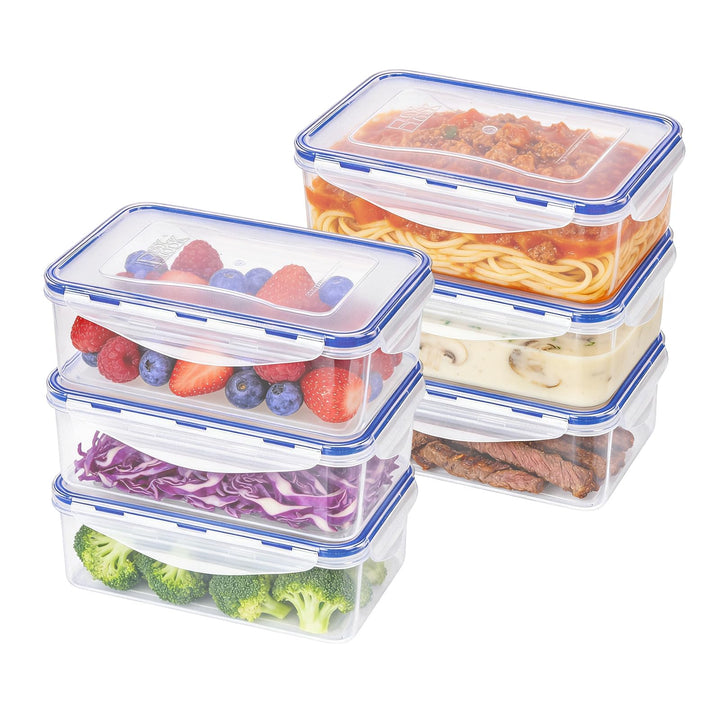 EASYLOCK 6PACK 1150ML Plastik Frischhaltedosen Set mit Deckel, Meal Prep Boxen, Aufbewahrungsbox Küc