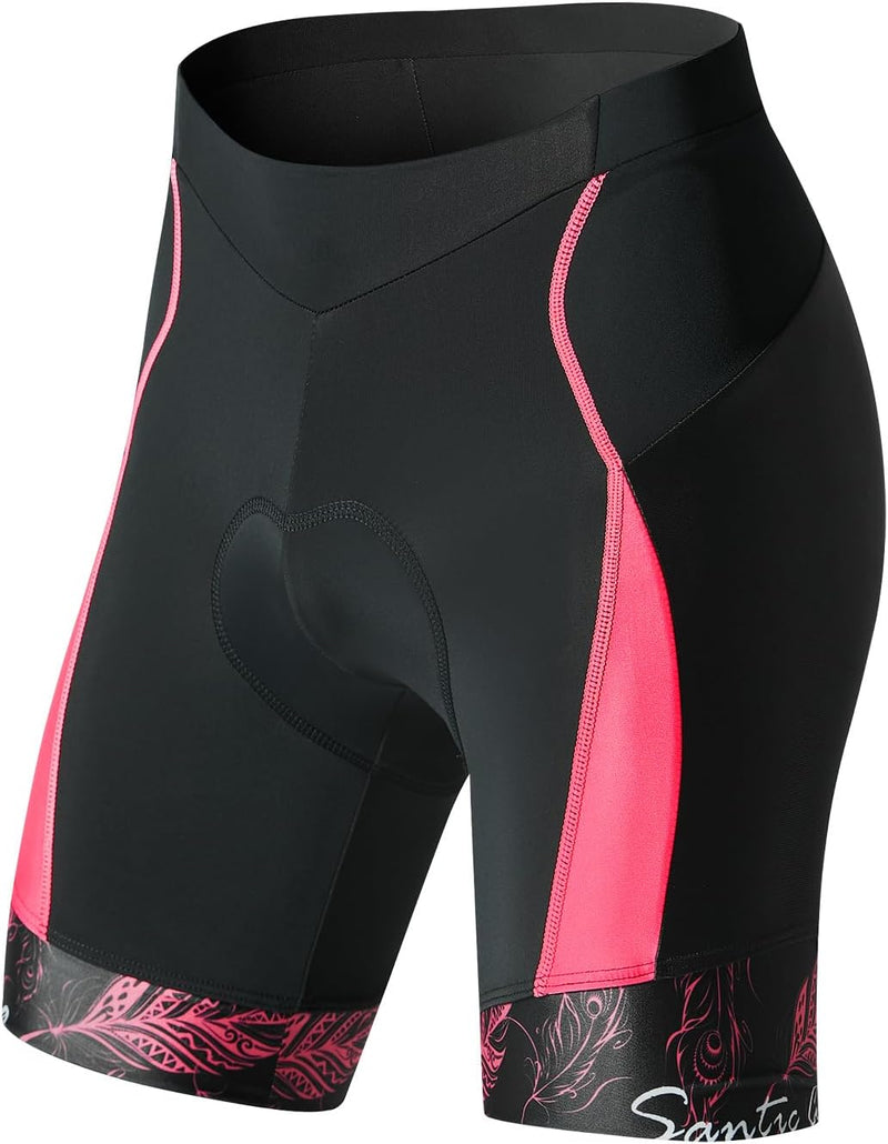Santic Fahrradhose Damen Gepolstert Kurz Radlerhose Damen Radhose Damen mit Sitzpolster Radsportshor