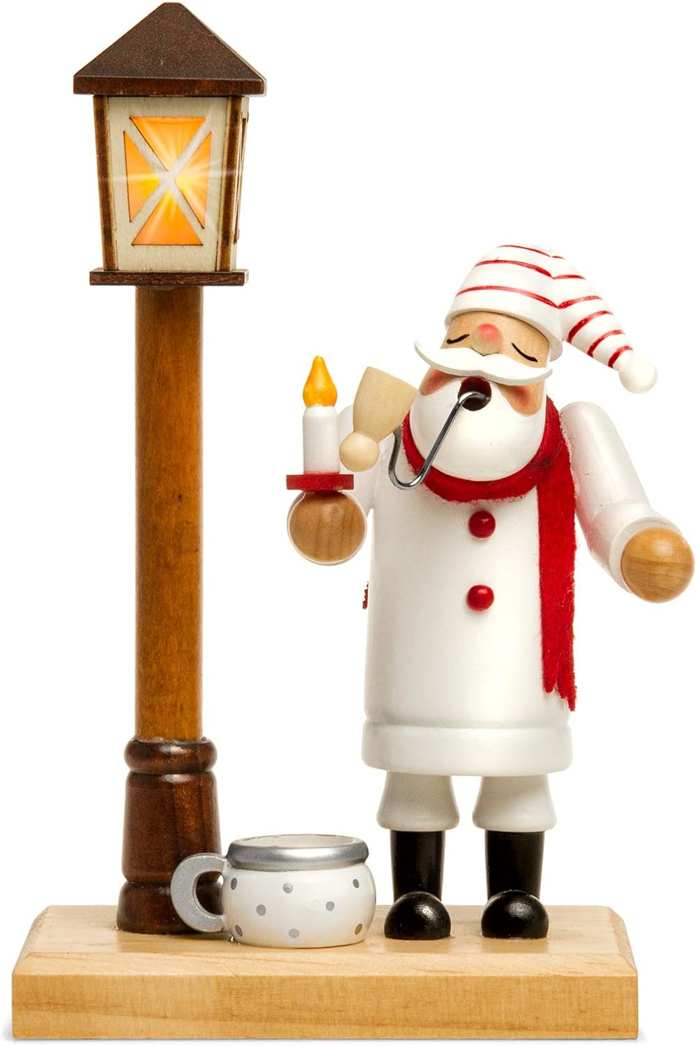 Sikora RM-A-LED Holz Räuchermännchen mit batteriebetriebener beleuchteter LED Laterne, Farbe/Modell: