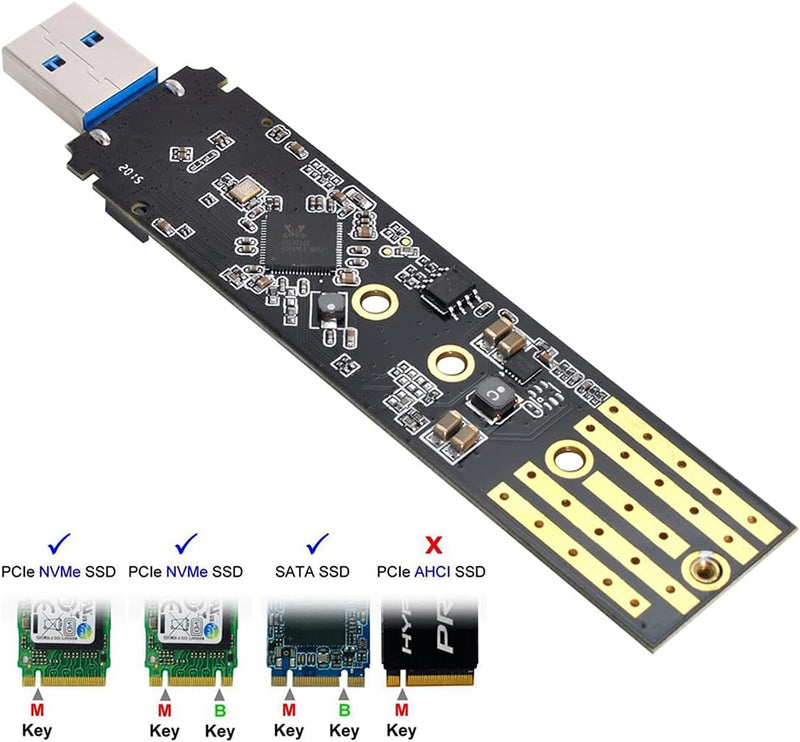 NFHK USB 3.0 to NVME M-Key M.2 NGFF SATA SSD External PCBA Case Conveter Adapter RTL9210B Chipset Bl