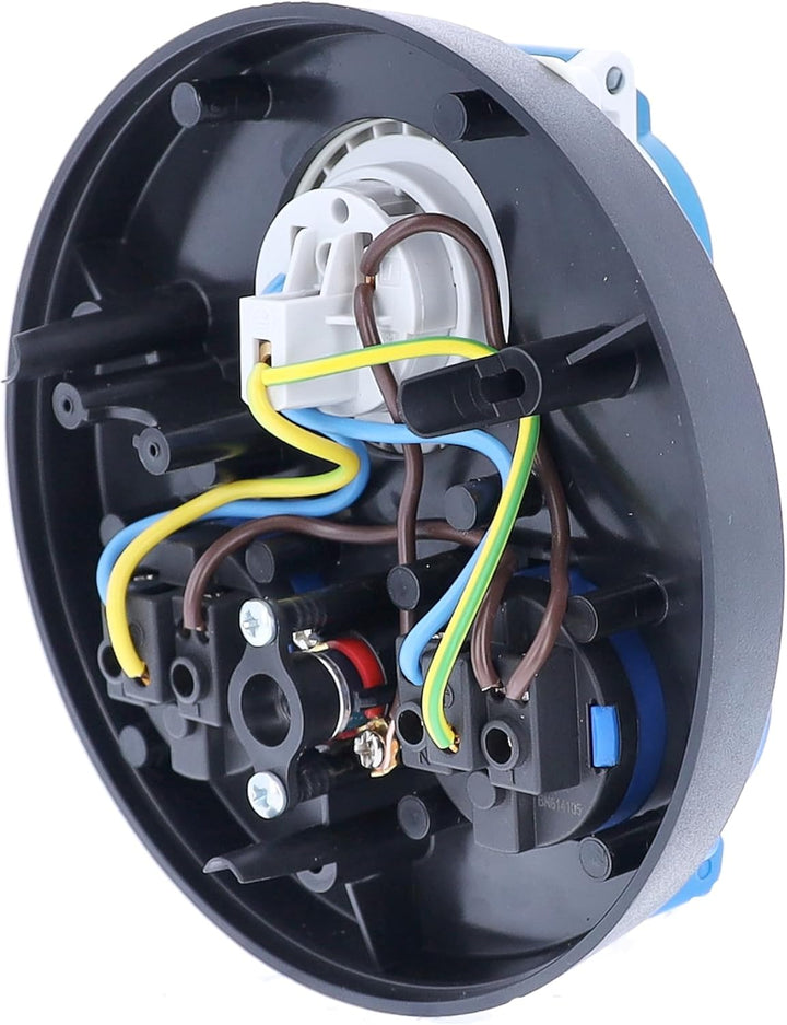 as - Schwabe as 10976 CEE Steckdoseneinsatz 230 V, 3-Fach, IP44, mit blauen Klappdeckeln &amp; Thermosch