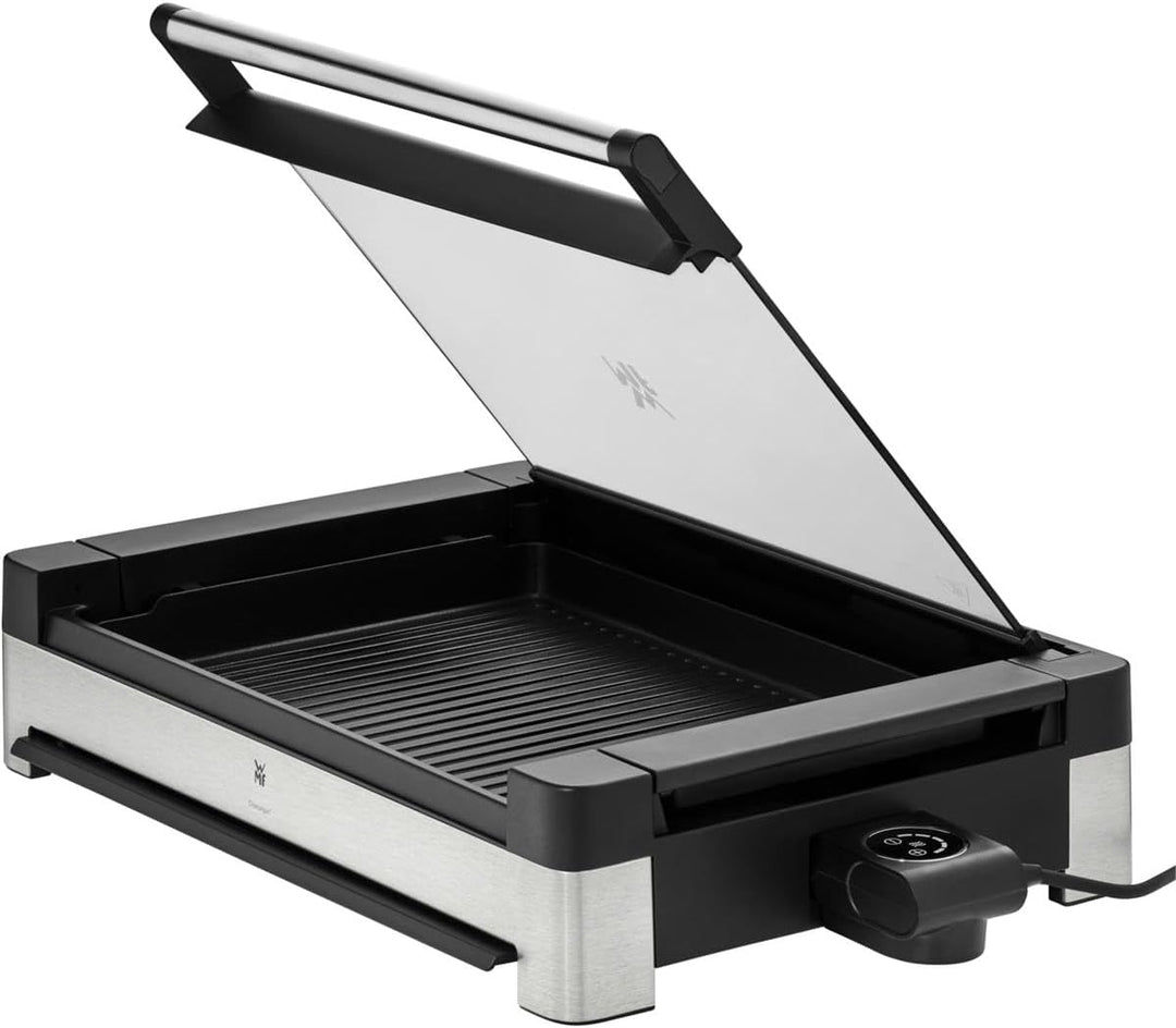 WMF Lono Elektro Tischgrill mit Glasdeckel, beschichtete Grillplatte, 2200 Watt, edelstahl matt