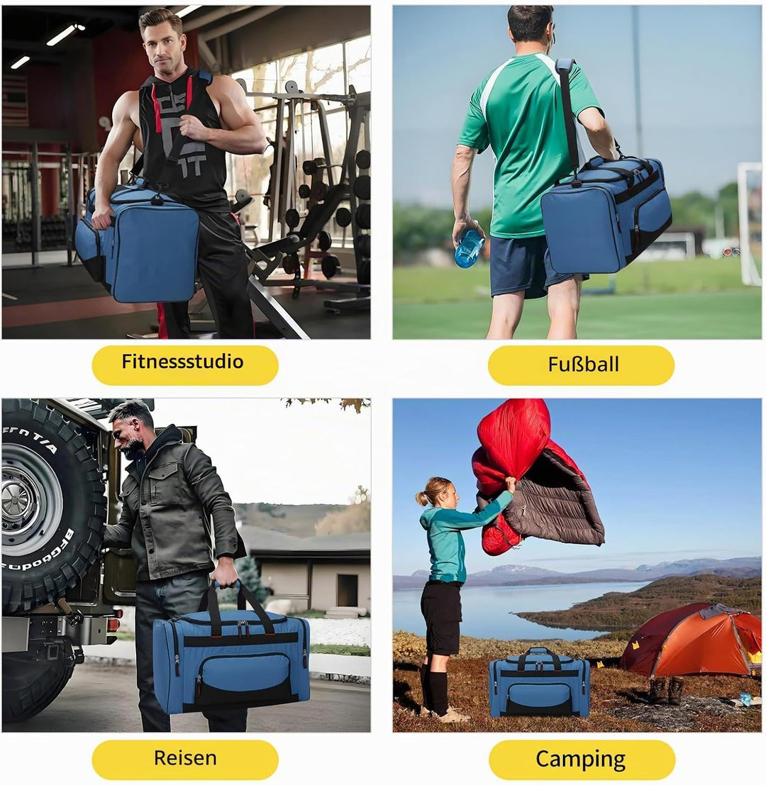 ZZY 55L Sporttasche Herren mit 2 Seitentaschen grosse Reisetasche für Fitness, Training und Reisen 5