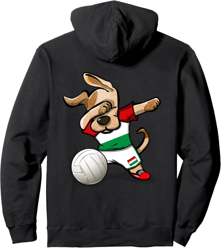 Lustiger Tupfender Hund Ungarn Volleyball Ungarische Flagge Pullover Hoodie