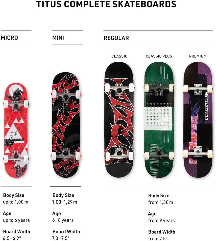 TITUS Skateboard Micro - Skateboard Kinder ab 4 Jahre, Micro Size Kinderskateboard bis 6 Jahre, Jung