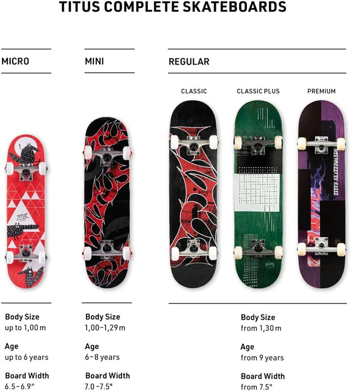 TITUS Skateboard Micro - Skateboard Kinder ab 4 Jahre, Micro Size Kinderskateboard bis 6 Jahre, Jung