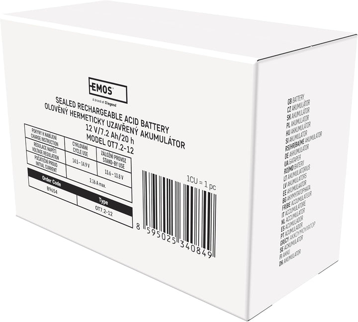 EMOS Wartungsfreier Bleiakku/Bleiakkumulator für USV-Anlagen, Notbeleuchtung, Alarmsysteme, Brandmel