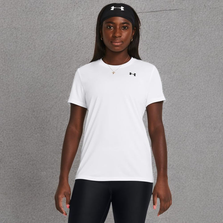 Under Armour Damen Tech Short Sleeve Crew T-Shirt (1er Pack) XS (100) Weiss/Schwarz, XS (100) Weiss/