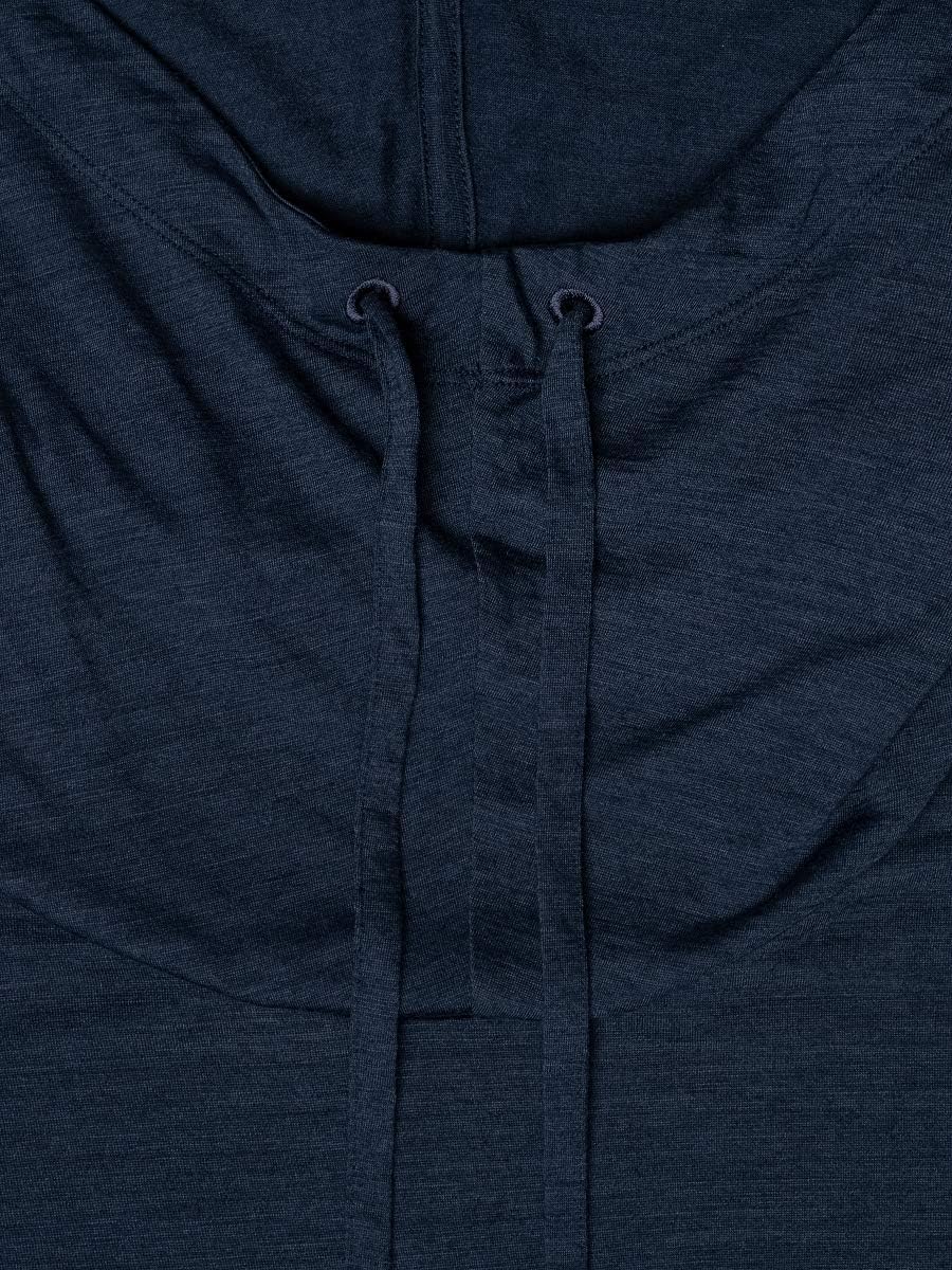 super.natural Damen Kapuzenpullover, Mit Merinowolle, W FUNNEL HOODIE Dunkelblau Meliert XS, Dunkelb