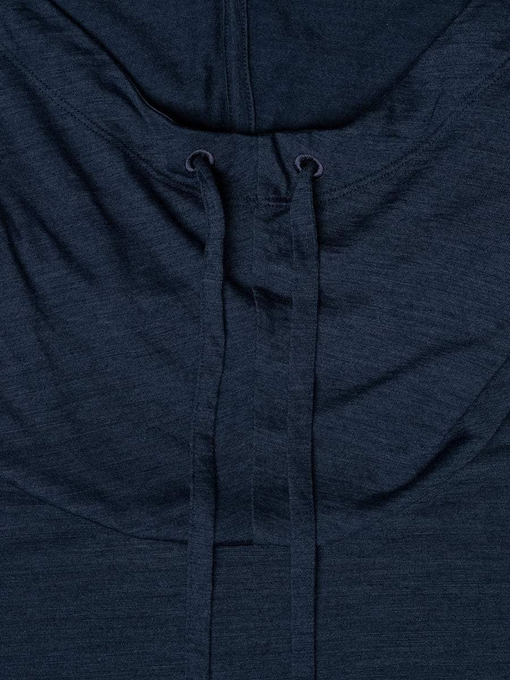 super.natural Damen Kapuzenpullover, Mit Merinowolle, W FUNNEL HOODIE Dunkelblau Meliert XS, Dunkelb
