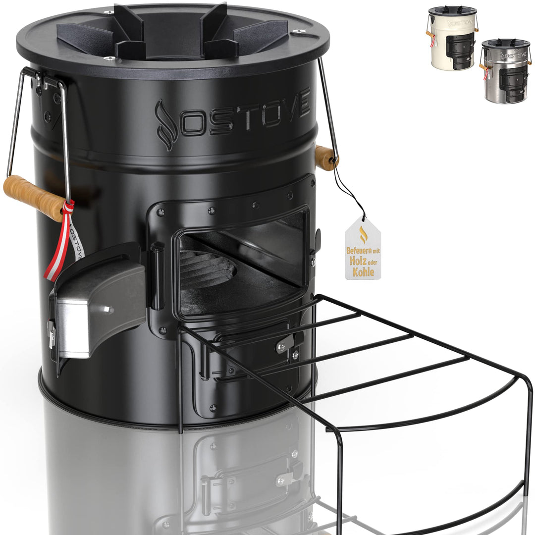 OSTOVE PRO Raketenofen - Das PRO Model mit 2 Kammern für Holz oder Kohle/Biomasse - Ideal für Campin