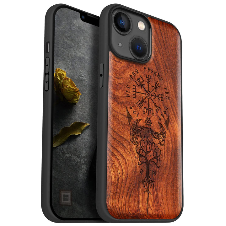 Carveit Magnetisch Hülle für iPhone 14 [Elegante Rosenholz] [Weich TPU Stossstange] Stossfeste Handy