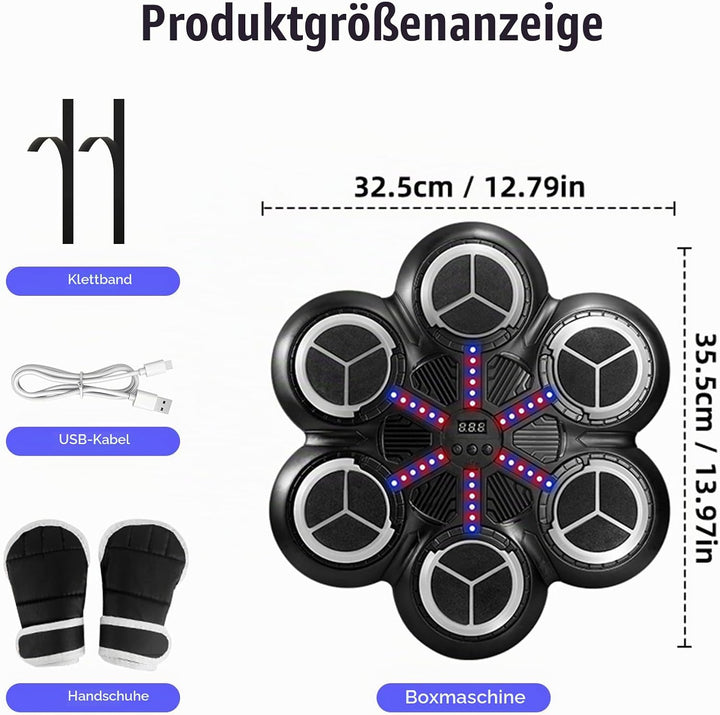 Music Boxing Machine, Elektronische Boxmaschine mit Musik, Farblichter, Bluetooth, 3 Geschwindigkeit