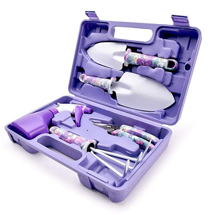 Queta 5 Stück Gartengeräte Set, Gartenwerkzeug Set mit rostfreiem Harrow Scissor Shovel Water Sprink