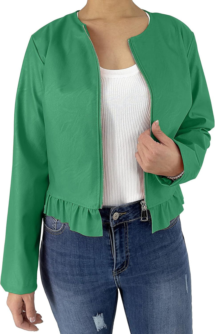 JOPHY & CO. Kurze Damenjacke aus Kunstleder (Artikelnummer: 6716), XS Grün
