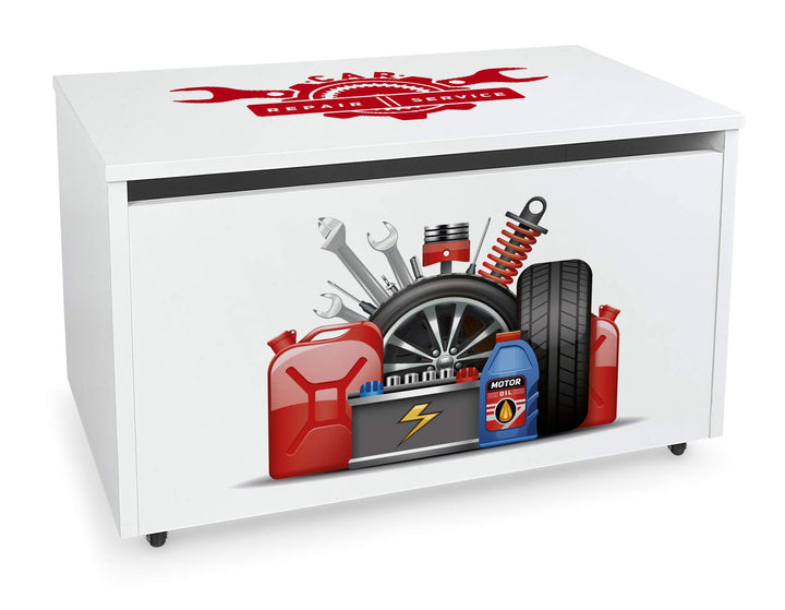Leomark grosse Holzspielzeugkiste auf Rädern, Sitzbank mit Stauraum, Spielzeugkiste mit Deckel, XXL
