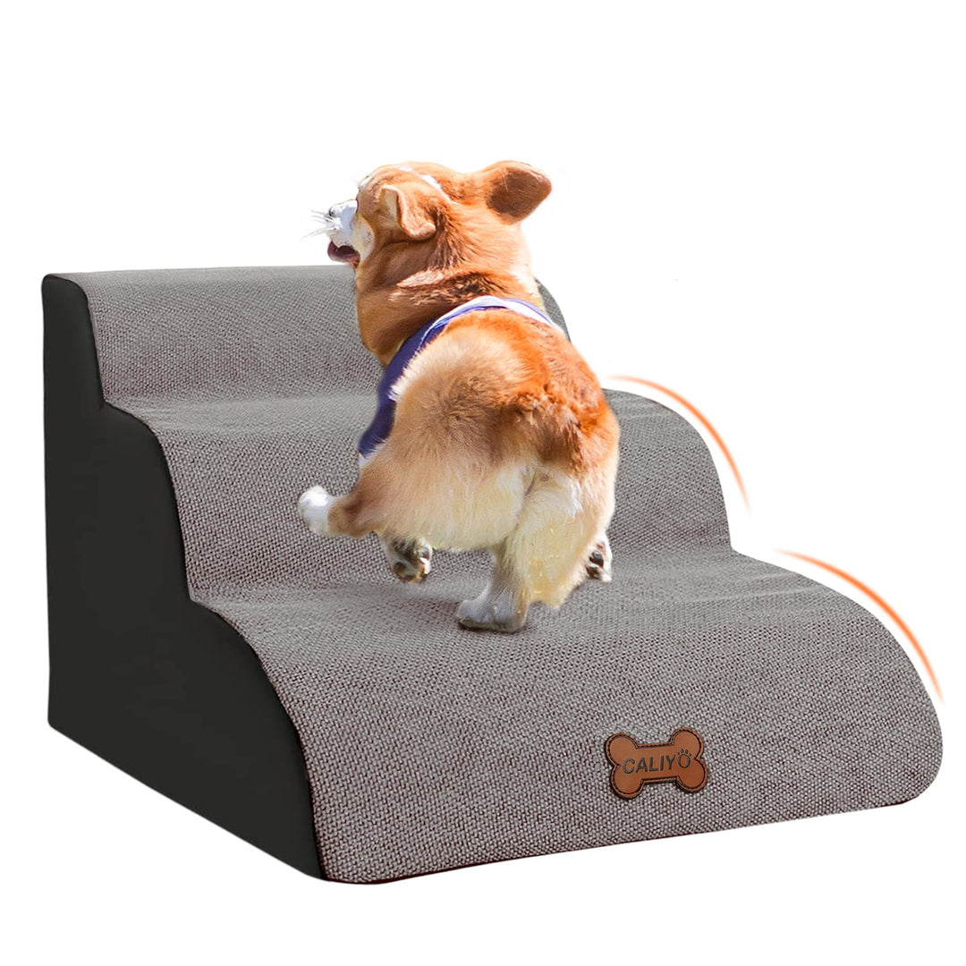 CALIYO Hundetreppe 3 Stufen, Hundetreppe für Kleine Hunde, Katzentreppe 40 cm hoch, Haustiertreppe m