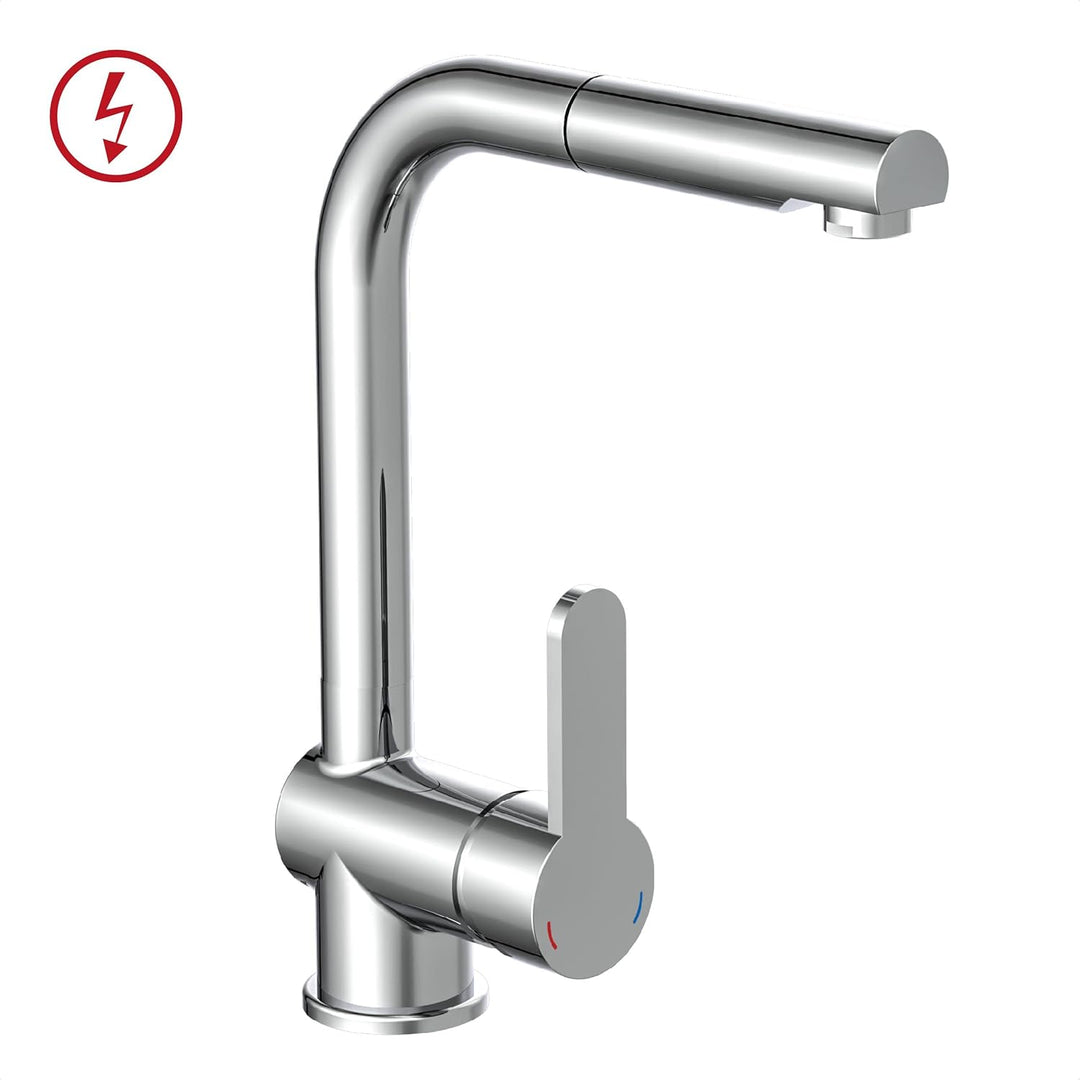 Schütte Niederdruck Küchenarmatur LONDON mit ausziehbarer Geschirrbrause, Armatur für Boiler/Unterti