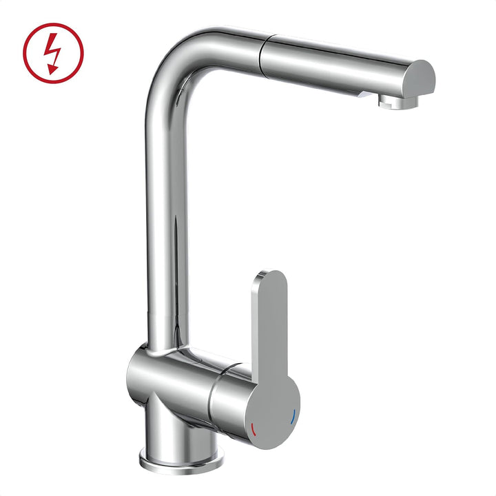 Schütte Niederdruck Küchenarmatur LONDON mit ausziehbarer Geschirrbrause, Armatur für Boiler/Unterti