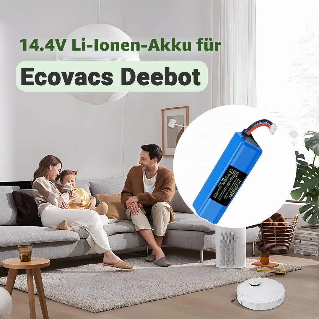 14.4V 6000mAh Ersatz Li-ion Akku für Staubsauger Akku Ecovacs Deebot T8/T8+/T9/T9+, für Deebot Ozmo