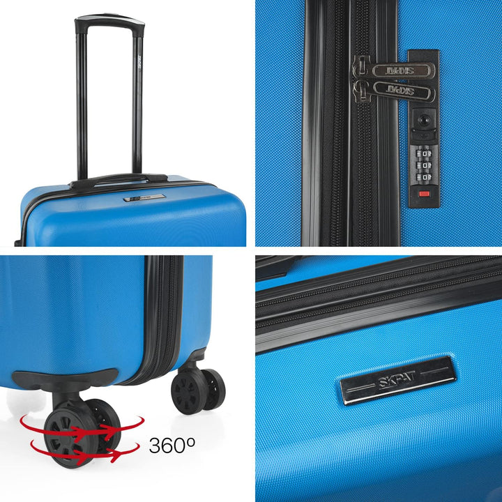 SKPAT Reisekoffer-Set, 4 Räder, Reisekoffer-Set, leicht, mit Zahlenschloss Elektrisches Blau M + L,