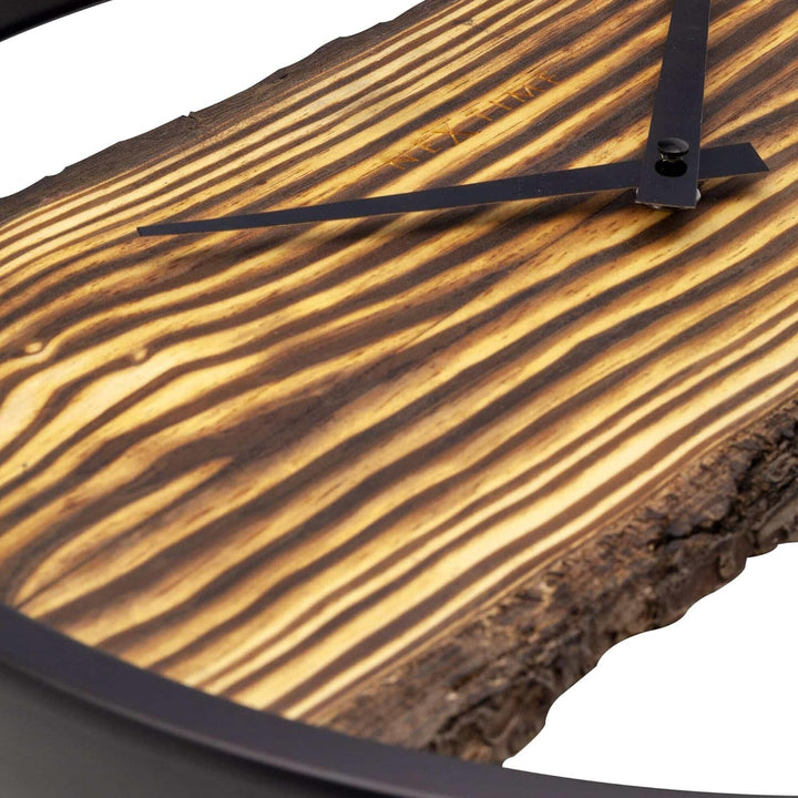NeXtime Holzuhr - kein Cuttergeräusch! - 30 cm - Holz/Metall - Wald
