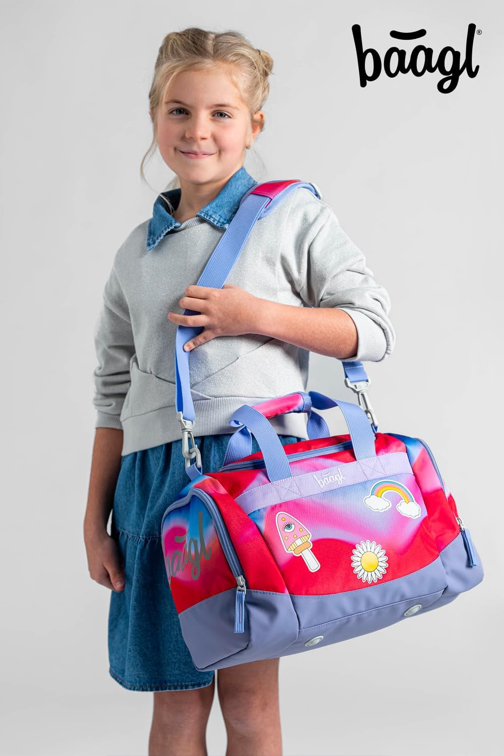 Baagl Sporttasche Mädchen Reisetasche Kinder Schwimmtasche Sport - Hippie | Kompakt und Robust für S