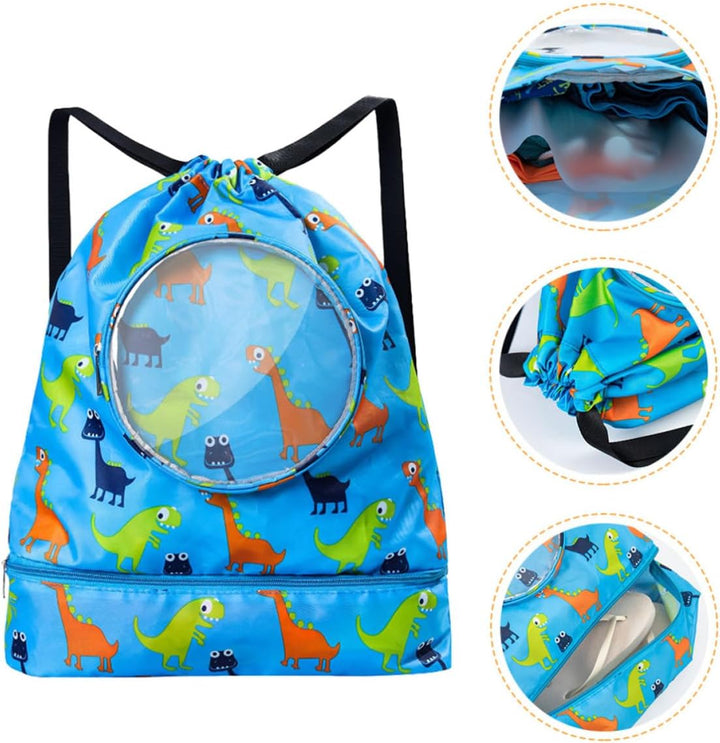 TOYANDONA Rucksack mit Kordelzug, Grosse PVC Tasche Blau