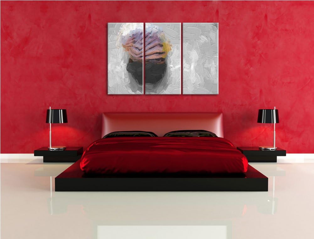 kleines gestreiftes Schneckenhaus schwarz/weiss Deluxe 3-Teiler Leinwandbild 120x80 Bild auf Leinwan