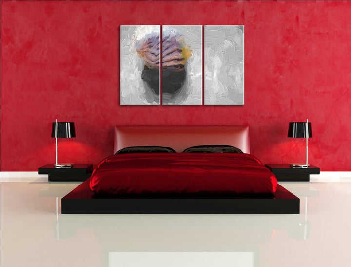 kleines gestreiftes Schneckenhaus schwarz/weiss Deluxe 3-Teiler Leinwandbild 120x80 Bild auf Leinwan