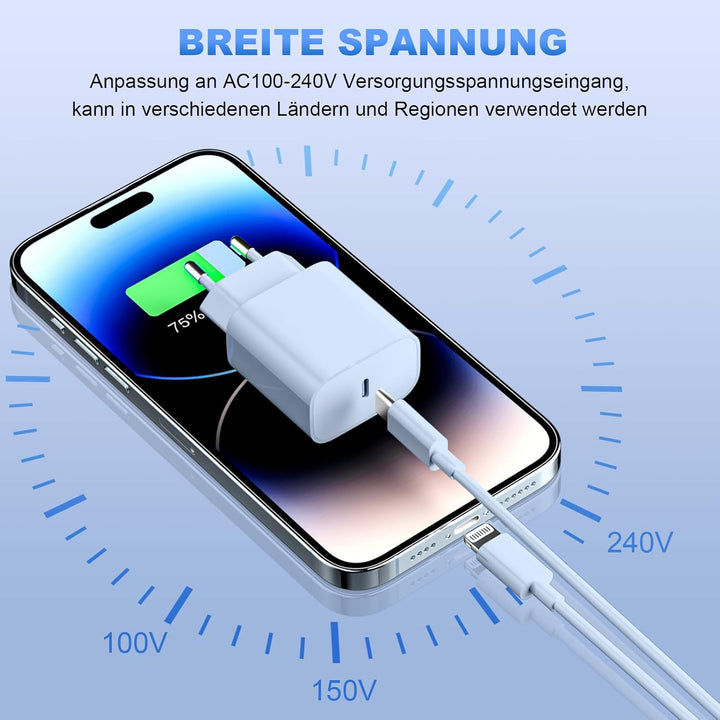 iPhone Ladekabel, [MFi-Zertifiziert] 2er Pack iPhone Ladegerät Apple Ladekabel 2M,USBC Schnellladege