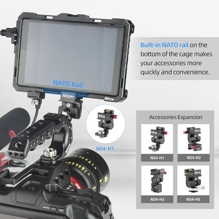 Nitze F7 PRO 7" Monitor Cage Monitorkäfig für Feelworld F7 PRO mit HDMI und USB-C Kabelklemme – JT-F