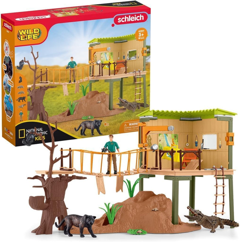 schleich 42507 Wild Life Abenteuerstation (NatGeo), für Kinder ab 3+ Jahren, WILD LIFE - Spielset ne