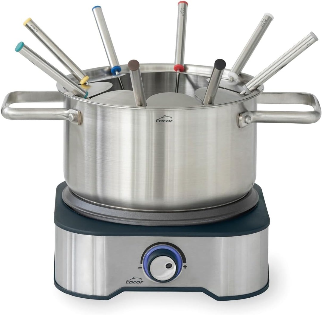 Lacor - 69399 - Elektrisches Fondue, schmelzen Käse und Schokolade, mit 8 Gabeln, abnehmbarer Topf,