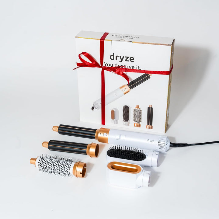 Dryze airstyler 5 in 1, lockenstab, haartrockner, warmluftbürste, föhnbürste, föhn… (Creme white), C