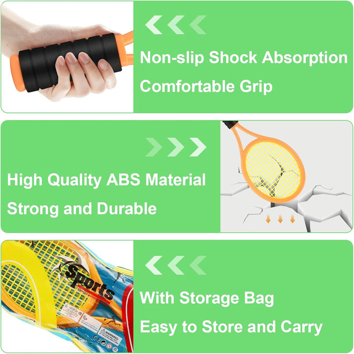 Tennisschläger Kinder, 2 in 1 Badminton Tennis Schläger Set mit 2 Trainingsbälle und 6 Badminton, Ba