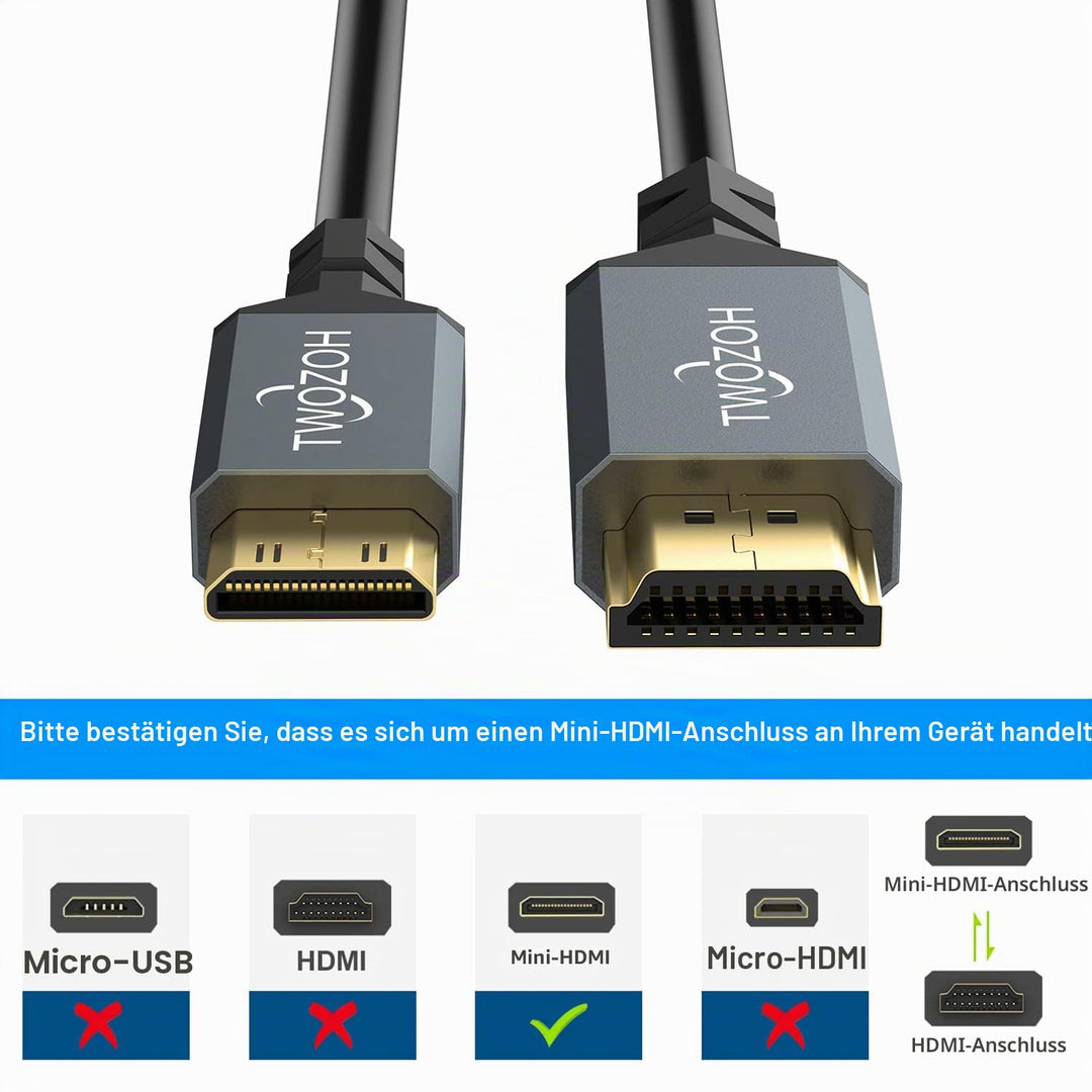Twozoh Mini HDMI auf HDMI Spiral kabel, Mini HDMI auf Full HDMI Kabel für Projektor, Monitor, Camcor