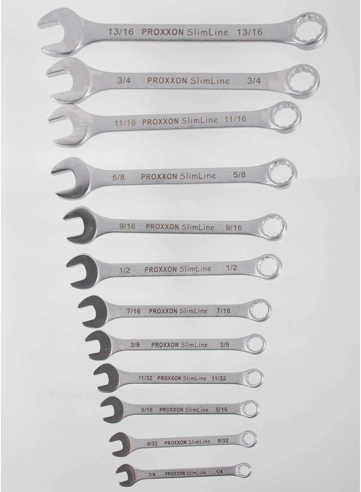 PROXXON 23816 Satz ZOLL Ring-Maulschlüssel 1/4" - 13/16" 12teilig SlimLine Industrial