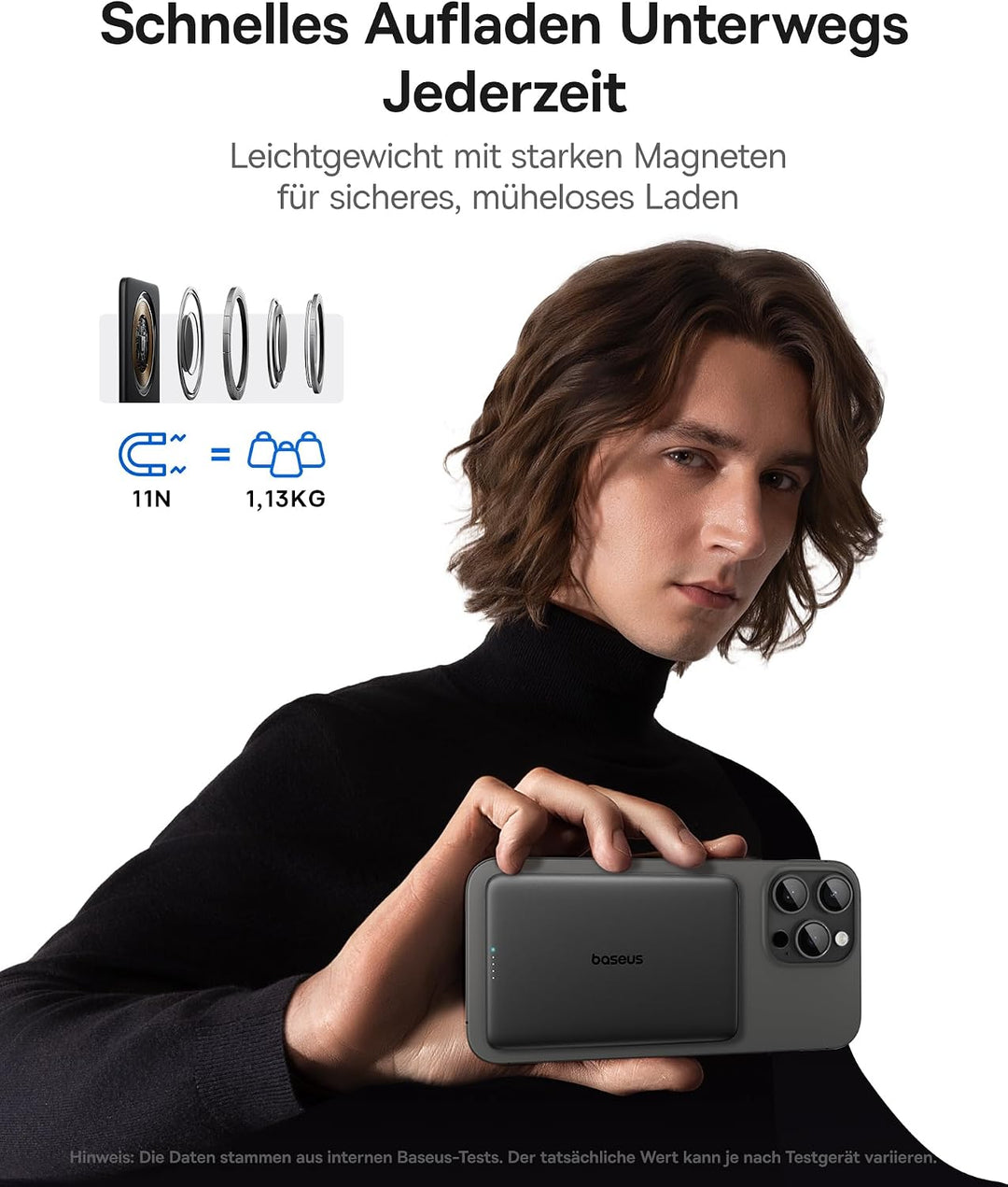 Baseus Picogo AM41 Power Bank, Ultra Slim 5000mAh Magsafe Powerbank, PD 20 W-Laden, Portabel, Wirele