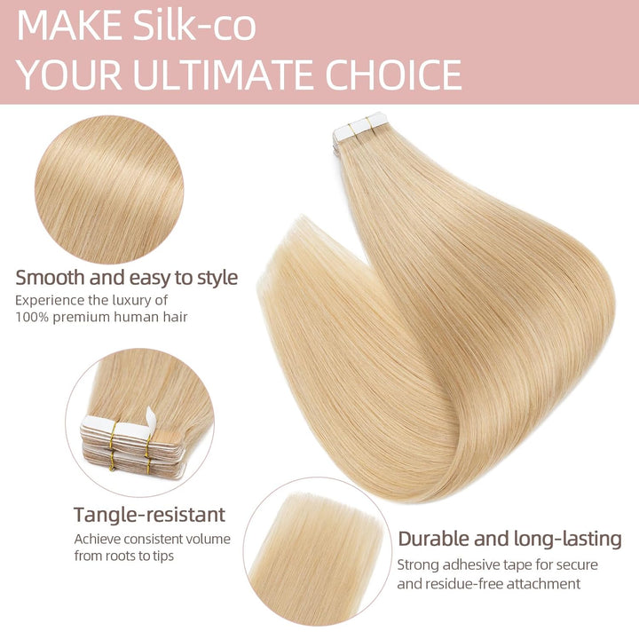 Silk-co Tape in Extensions Echthaar 20stk, Tape Extensions Echthaar, Remy Haarextensions Tape in Haa