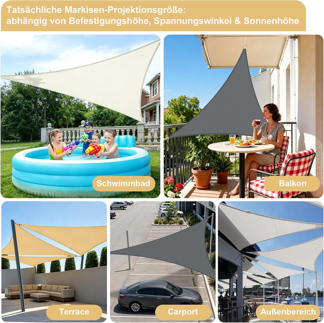 LOVE STORY Sonnensegel Wasserdicht 3x3x4.25m Dreieckig Rechtwinklig PES Polyester Sonnenschutz Winds