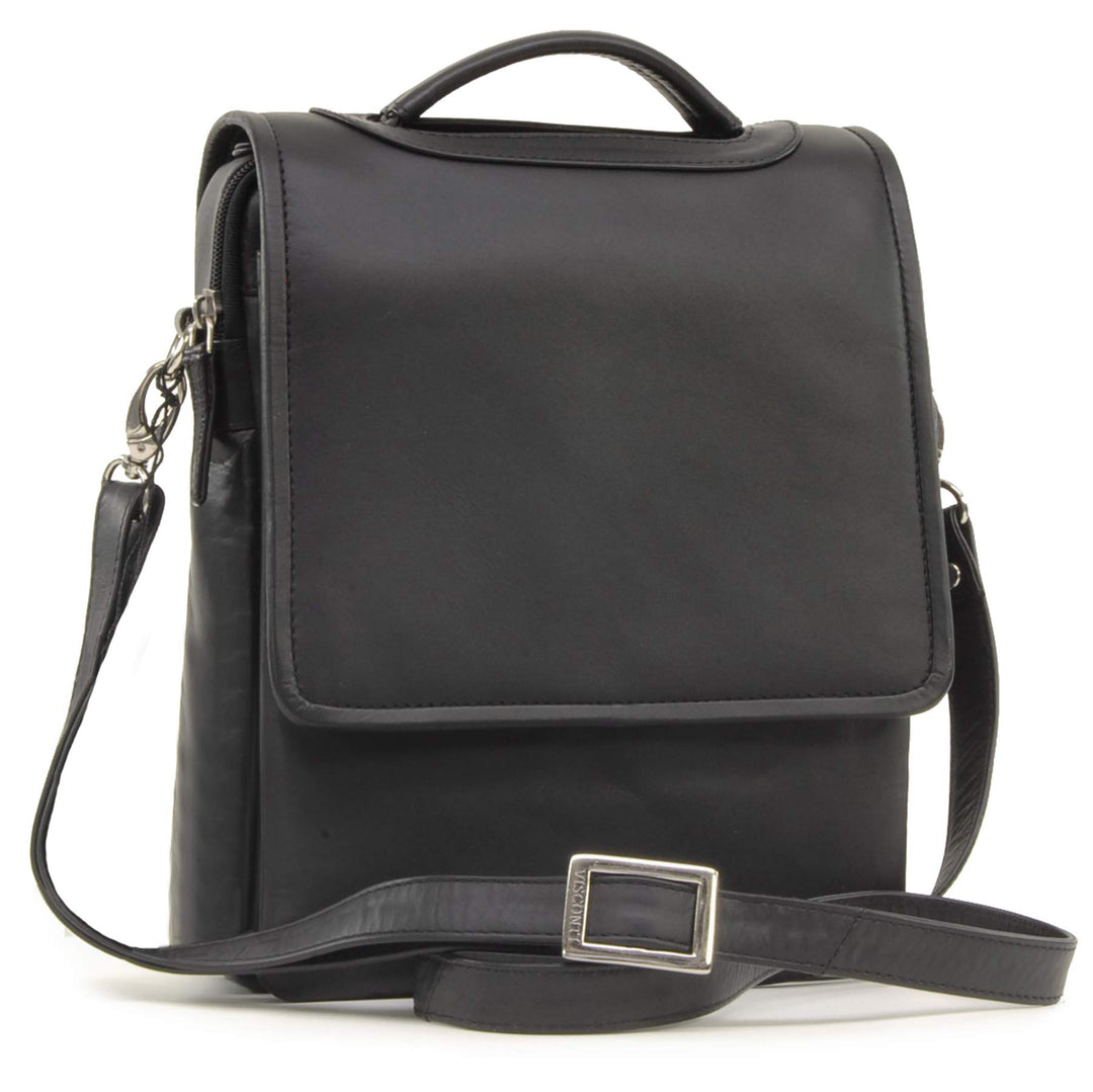 VISCONTI - Leder - Schultertasche - Organizer-Tasche - Kindle/i-Pad - ATLANTIC - (1603) M Schwarz, M