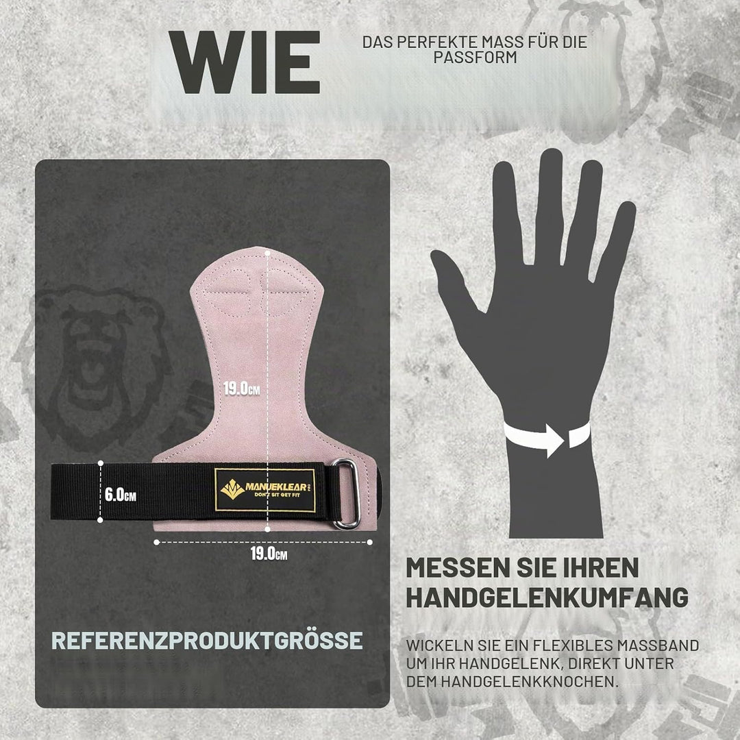 MANUEKLEAR Gewichtheben-Handgelenkbänder mit gepolsterter Handgelenkschlaufe, Leder-Gewichtheben, Ha