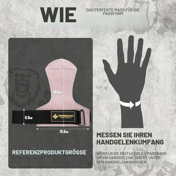 MANUEKLEAR Gewichtheben-Handgelenkbänder mit gepolsterter Handgelenkschlaufe, Leder-Gewichtheben, Ha