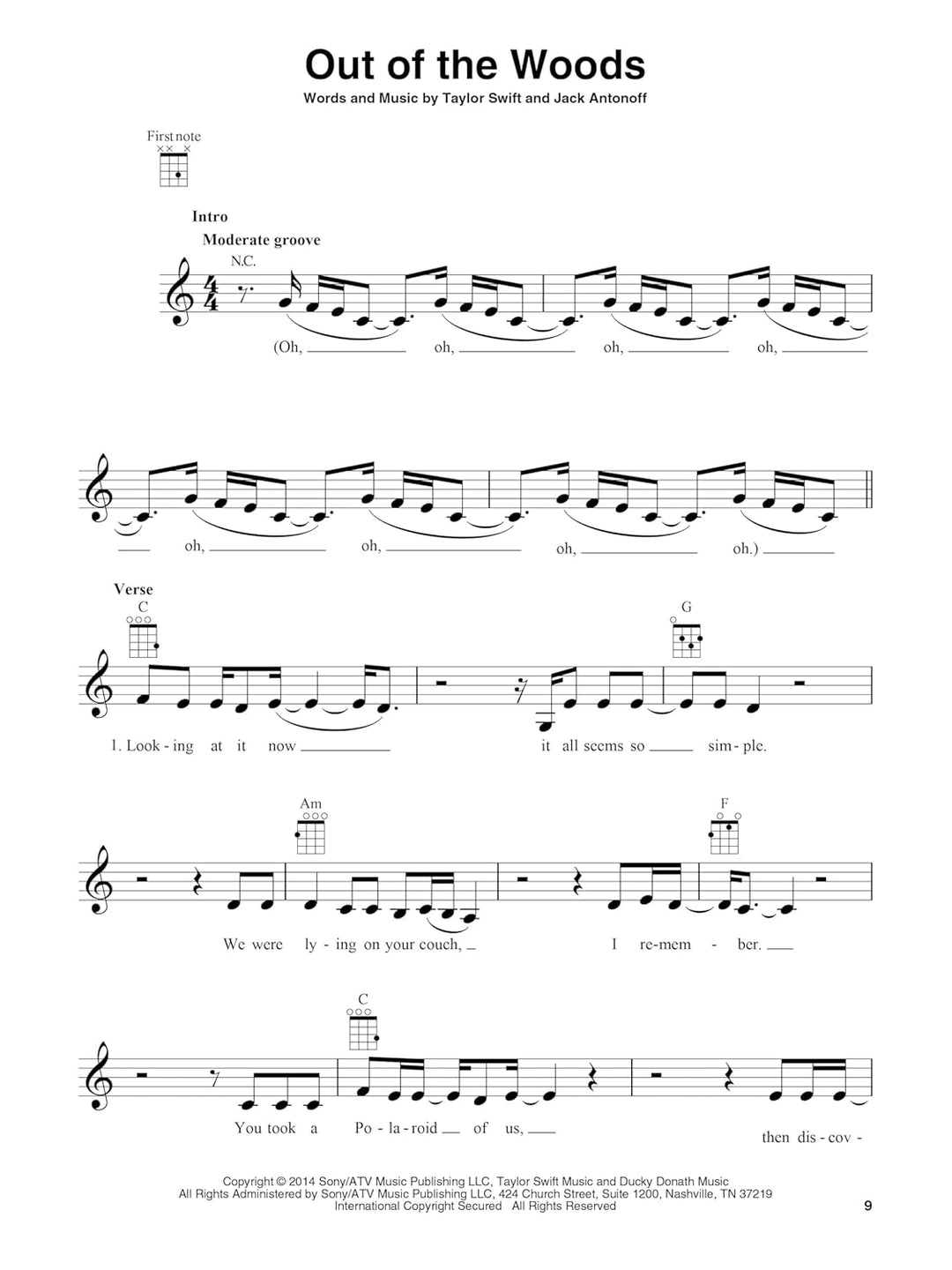 Taylor Swift 1989: Songbook für Ukulele, Taschenbuch