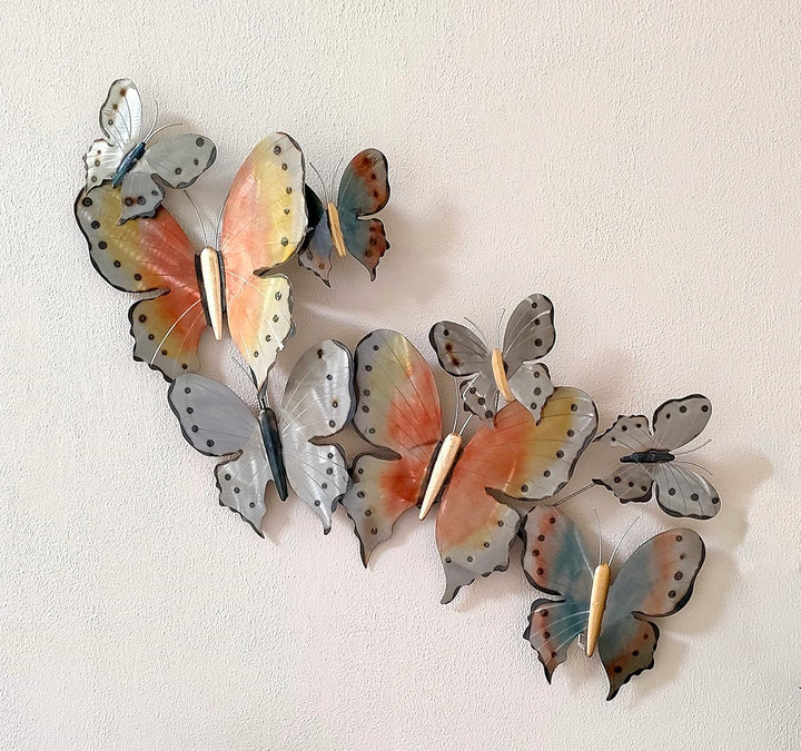 Metall Wand-Bild Schmetterlinge bunt 60 x 105cm Deko-Skulptur Wanddeko Metallbild, Schmetterlinge bu