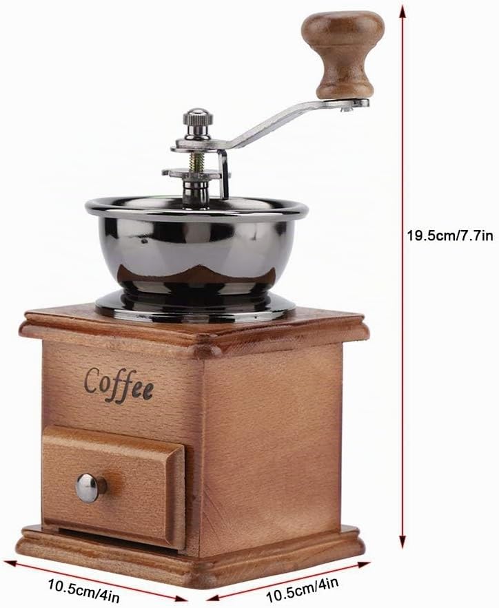 Queen.Y kaffeemühle Manuell, Tragbare Retro-Bohnenmühle mit Holzschublade Manuelle Minimühle für Zuh
