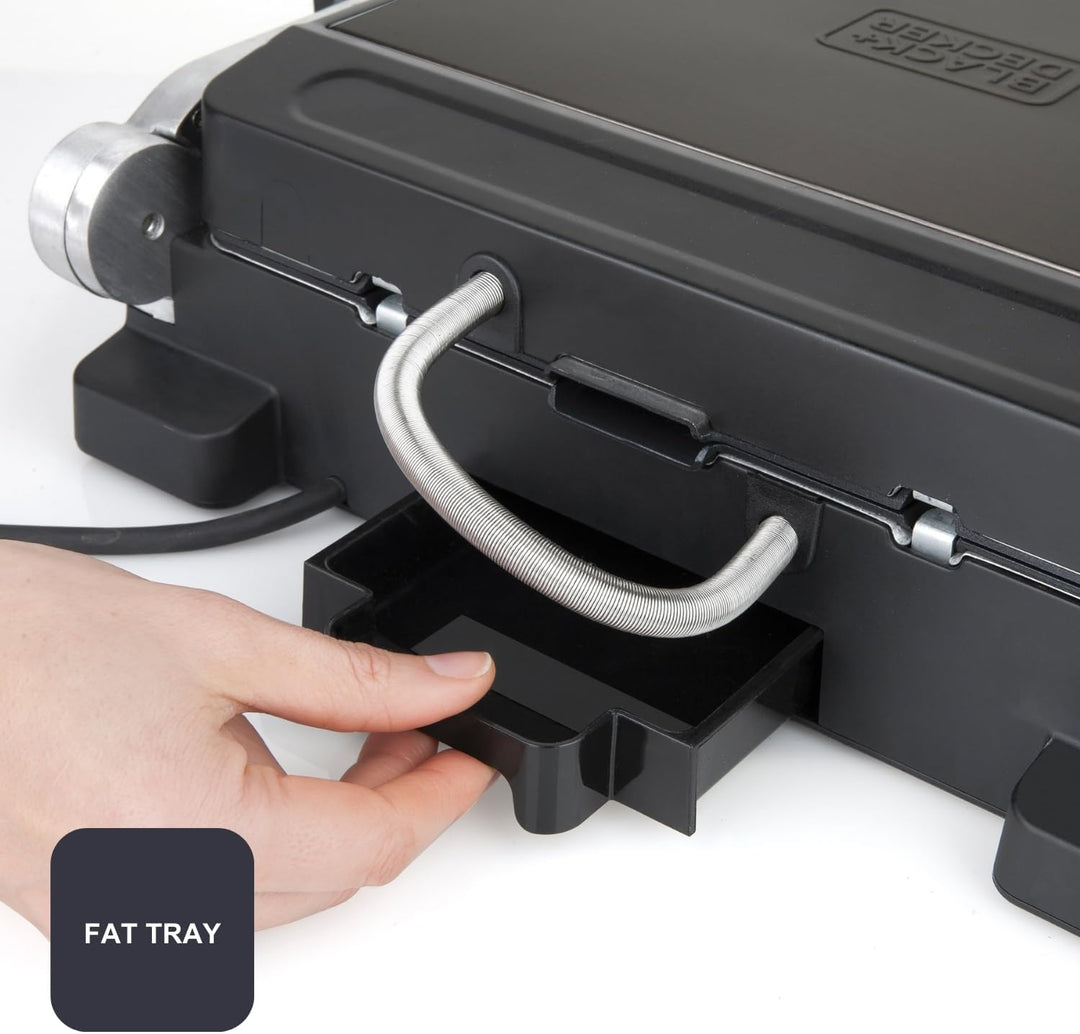 Black+Decker BXGR2000E - Kontaktgrill 2.000W 2-in-1: glatte Platten und Grill, Zubreiten von Fleisch